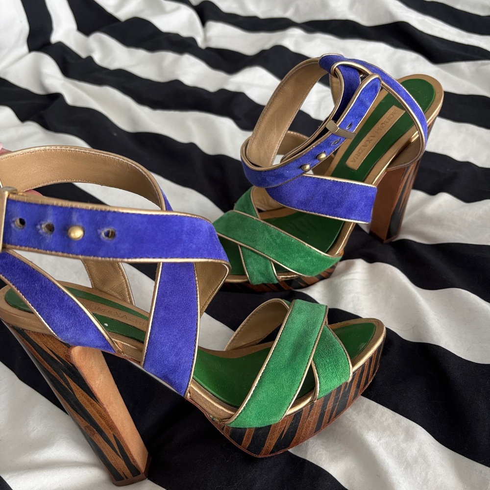 BCBGMaxAzria Blue and Green Strappy Heels